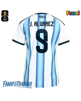 Argentina Julian Alvarez #9 Echipament de Fotbal Replică Mondial 2026 Femei Acasa Argentina Julian Alvarez #9 Echipament de Fotbal Replică Mondial 2026 Femei Acasa